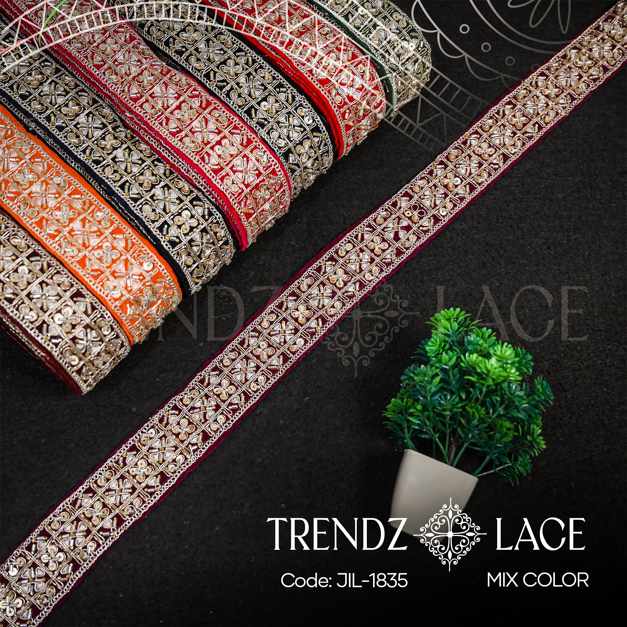 Velvet Lace: JIL - 1835 - 9 MTR | Trendz Lace